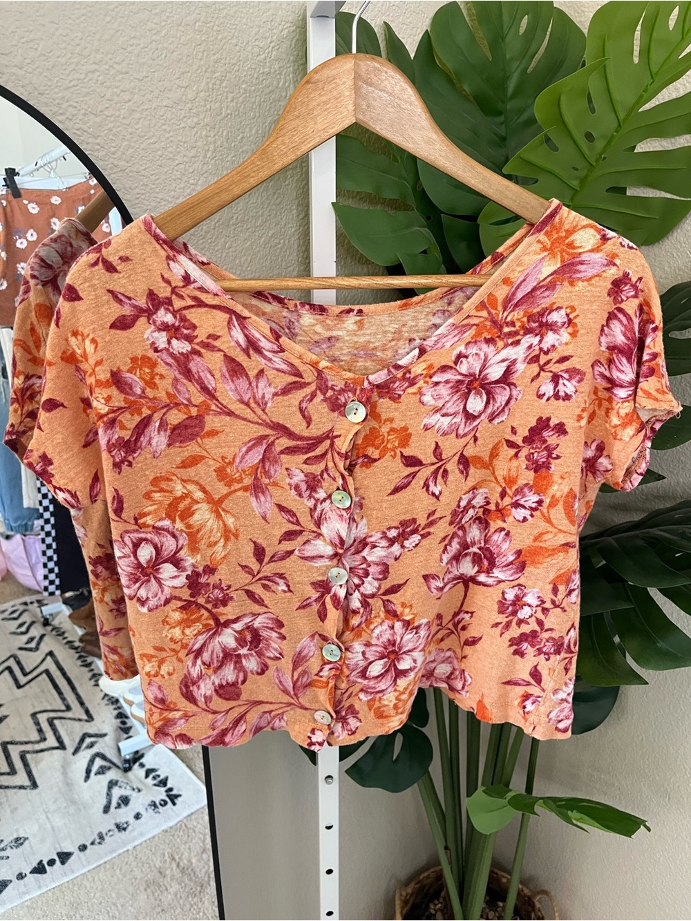 🌸 Rachel Zoe 100% Linen Floral Blouse S | Boho Romantic Cottagecore Linen